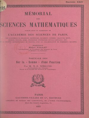 cover image of Sur la "somme" d'une fonction